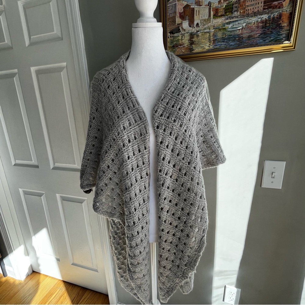 Knox Rose Light Gray Knit Cardigan Western Fringe